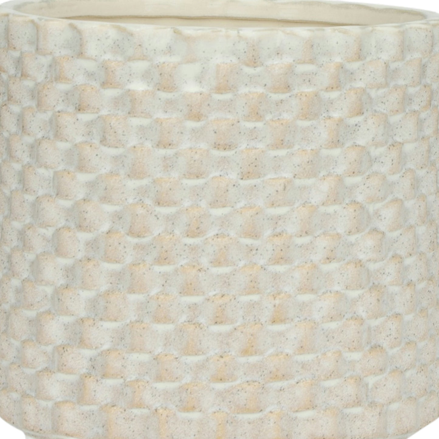 S/2 Ceramic 8/10" Textured Footed Planter, White