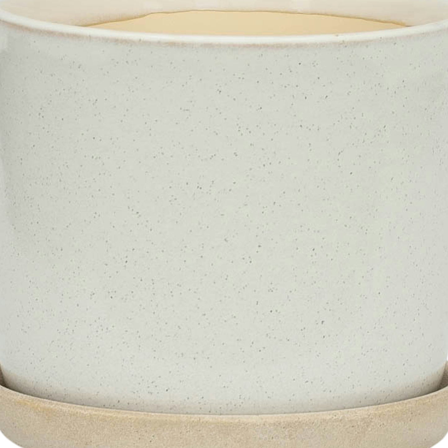 S/2 Ceramic 6/8" Planter W/ Saucer, Beige, No pattern