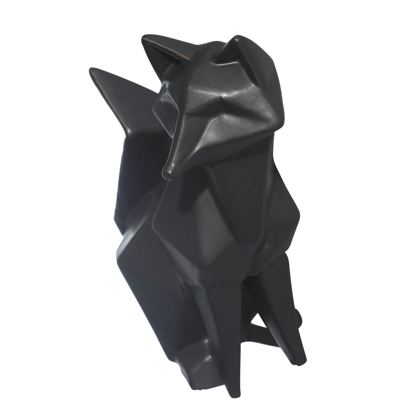 Cer, 10" Modern Fox Figurine, Black