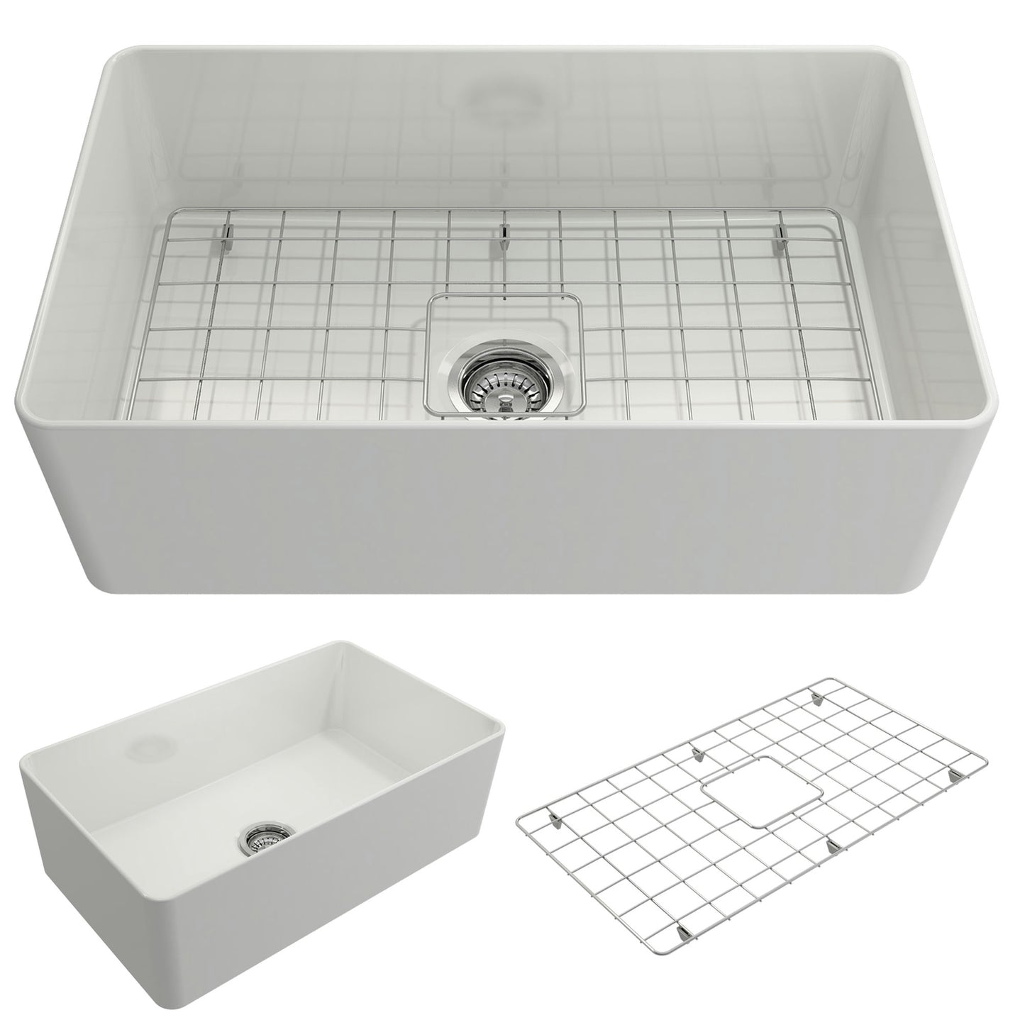 Aderci Ultra-Slim Farmhouse Apron Front Fireclay 30" Kitchen Sink in White