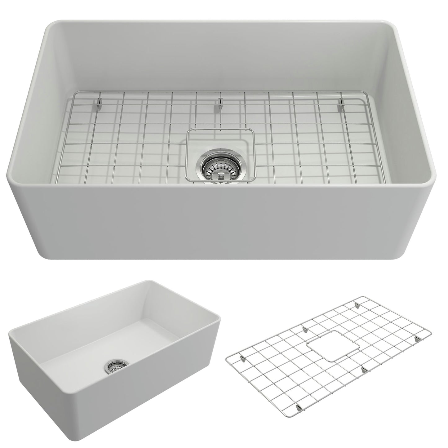 Aderci Ultra-Slim Farmhouse Apron Front Fireclay 30" Kitchen Sink Matte White