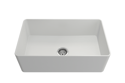 Aderci Ultra-Slim Farmhouse Apron Front Fireclay 30" Kitchen Sink Matte White