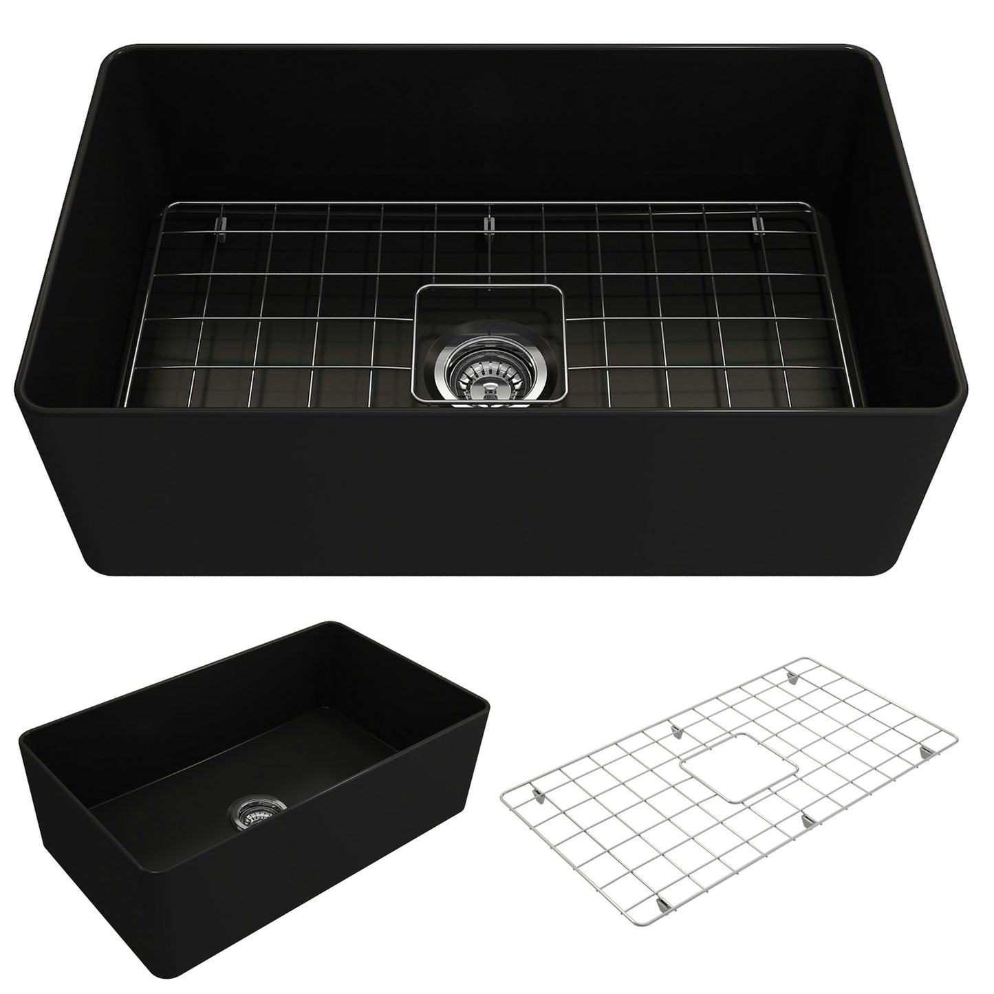 Aderci Ultra-Slim Farmhouse Apron Front Fireclay 30"Kitchen Sink in Matte Black