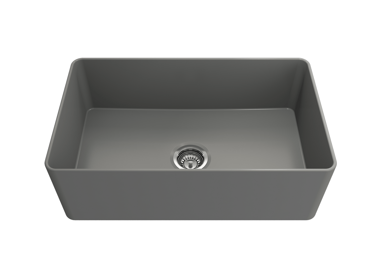 Aderci Ultra-Slim Farmhouse Apron Front Fireclay 30" Kitchen Sink in Matte Gray