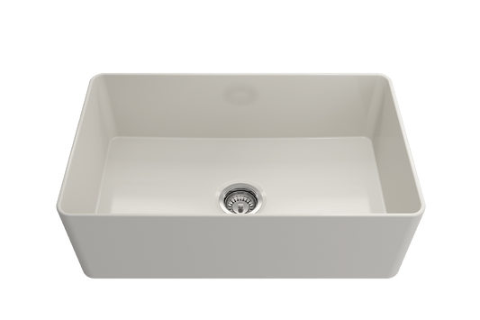 Aderci Ultra-Slim Farmhouse Apron Front Fireclay 30" Kitchen Sink in Biscuit