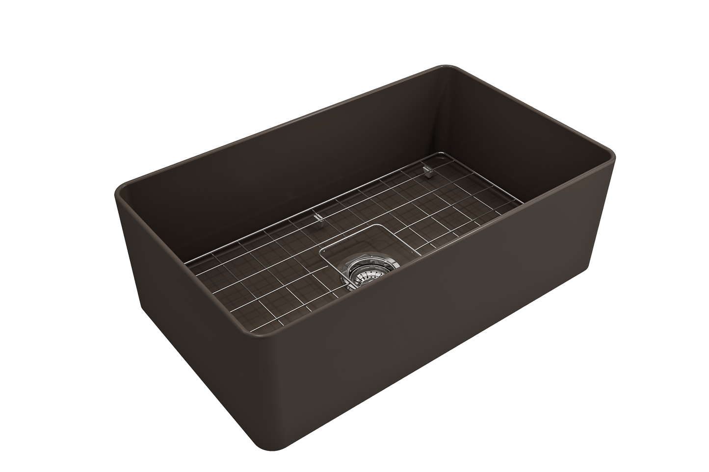 Aderci Ultra-Slim Farmhouse Apron Front Fireclay 30" Kitchen Sink in Matte Brown