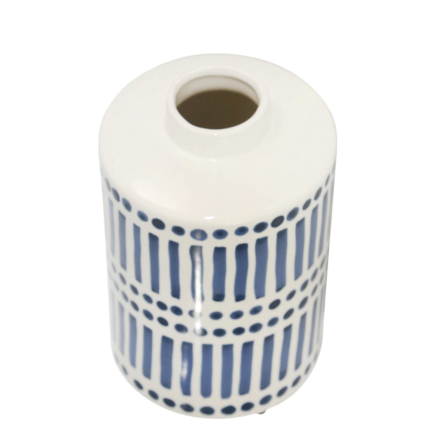 Ceramic 9" Jar With Gold Lid, Blue
