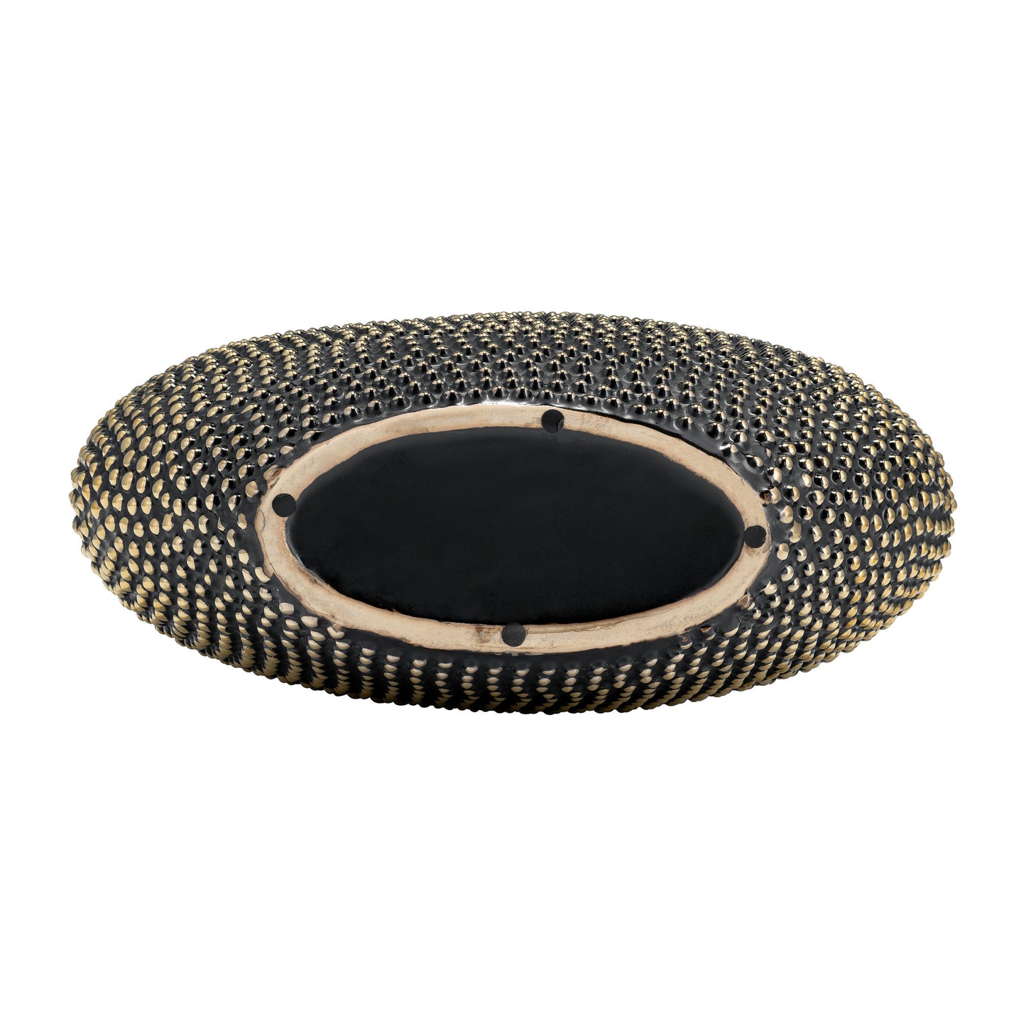 Ceramic 16" Beaded Vase, Black/gold