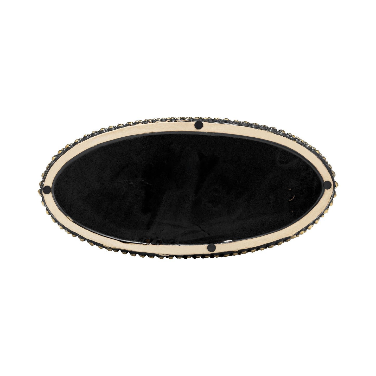 Ceramic 14" Beaded Vase, Black/gold