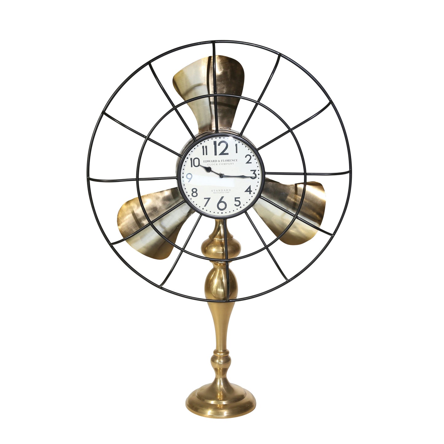 Metal 35" Fan-style Table Clock, Gold Kd