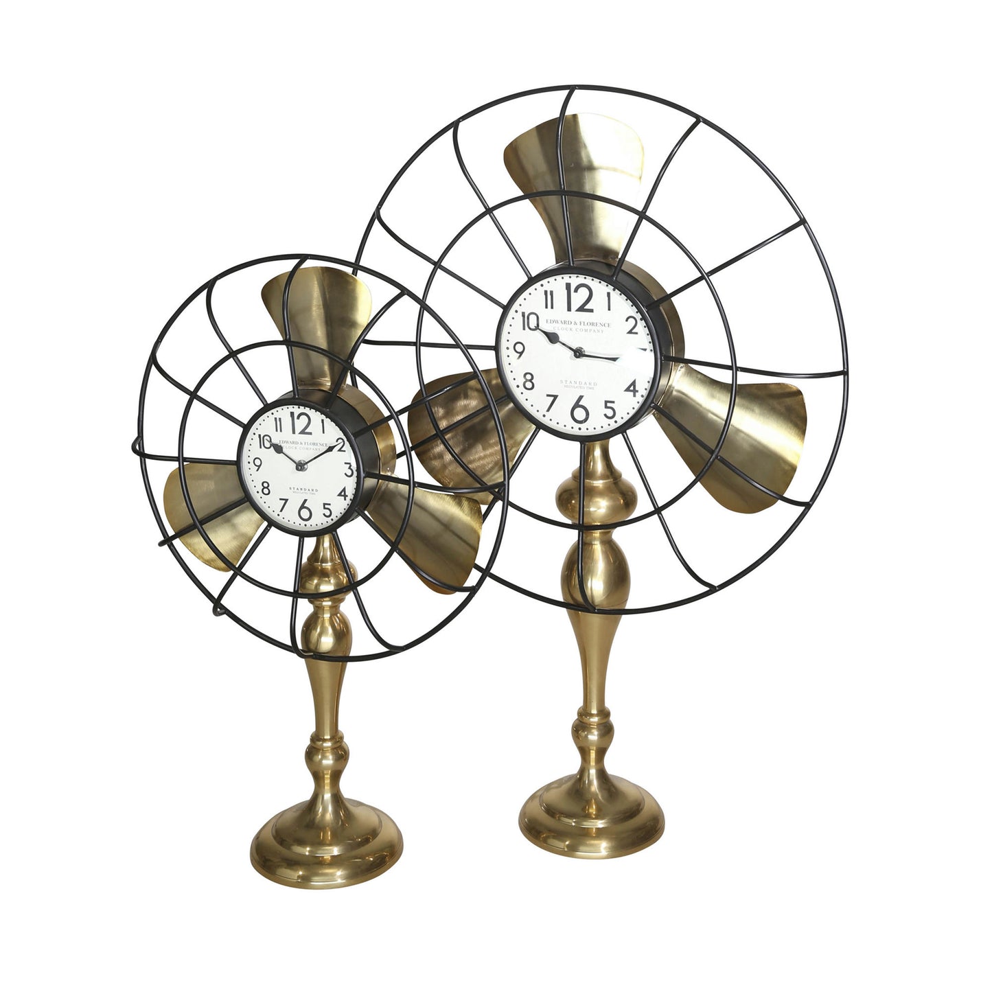 Metal 35" Fan-style Table Clock, Gold Kd
