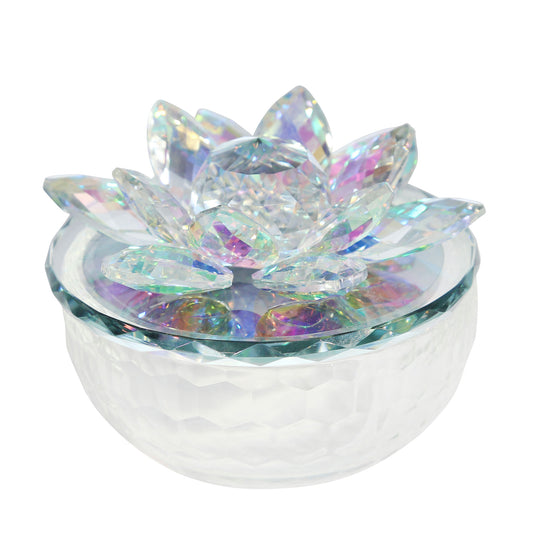 Crystal Lotus 5" Trinket Jar,rainbow