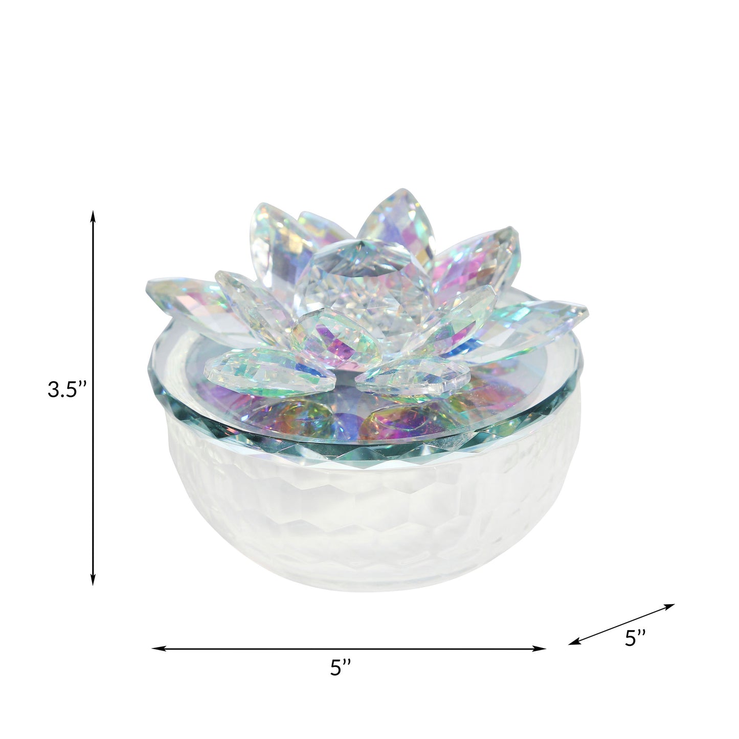 Crystal Lotus 5" Trinket Jar,rainbow