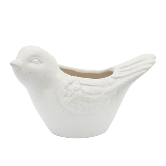 Ceramic 6" Bird Planter, White