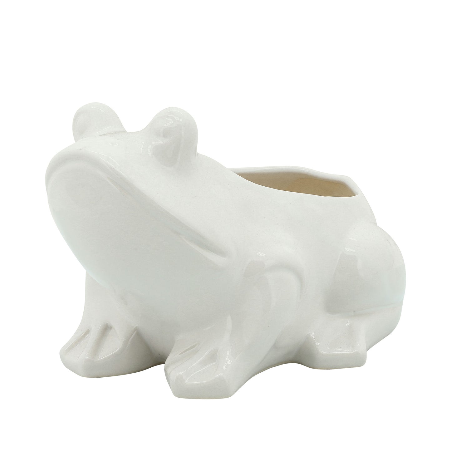 6" Frog Planter, White