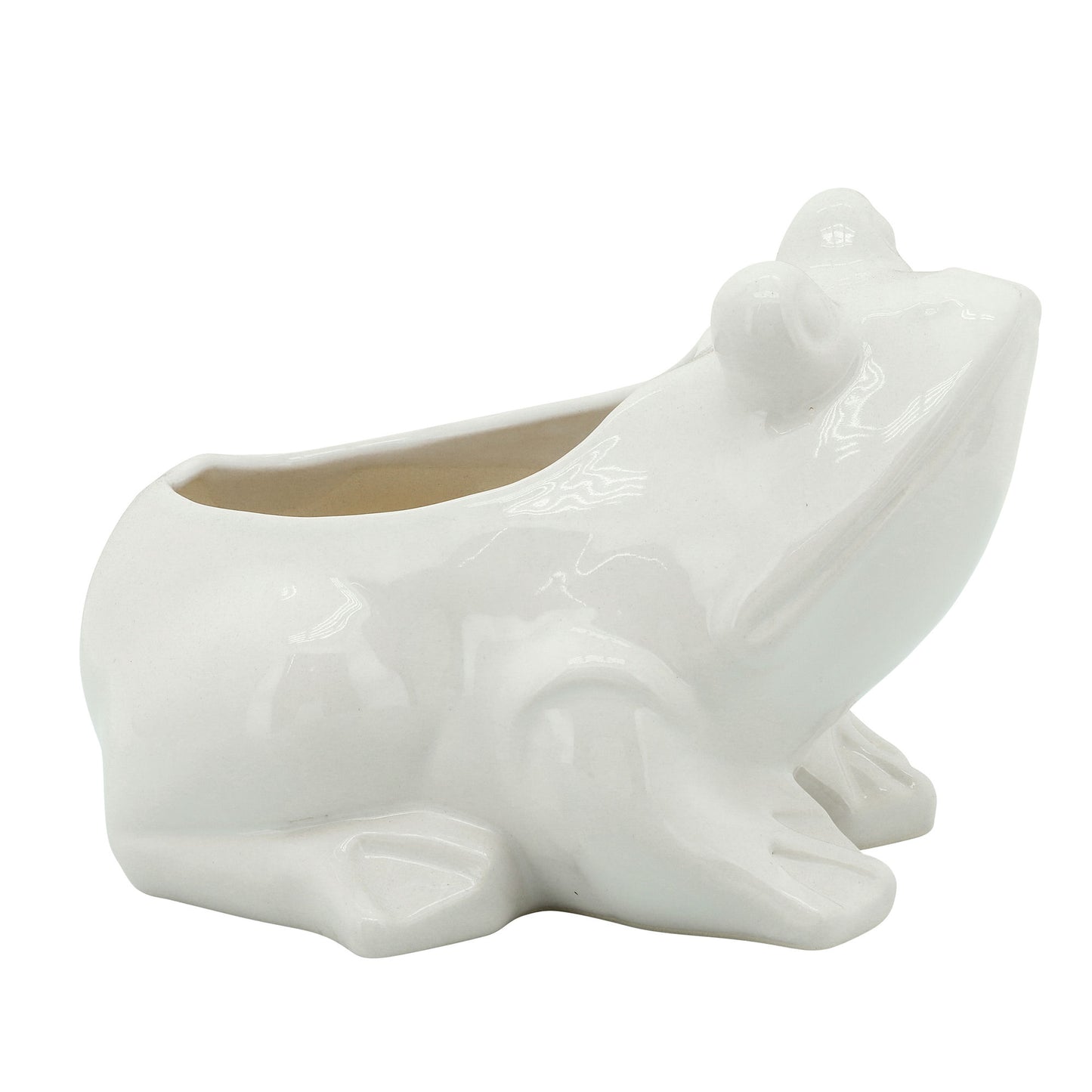 6" Frog Planter, White