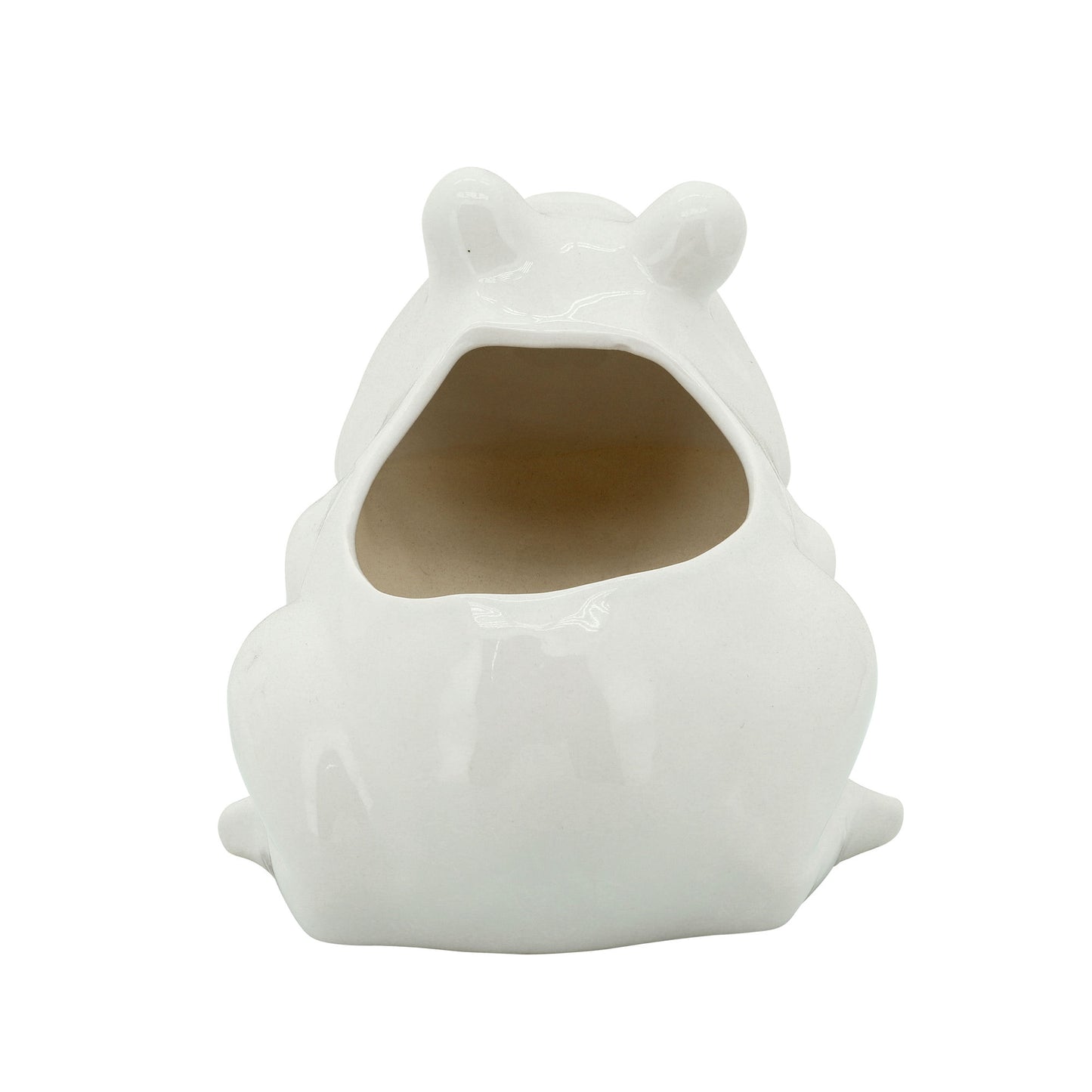 6" Frog Planter, White