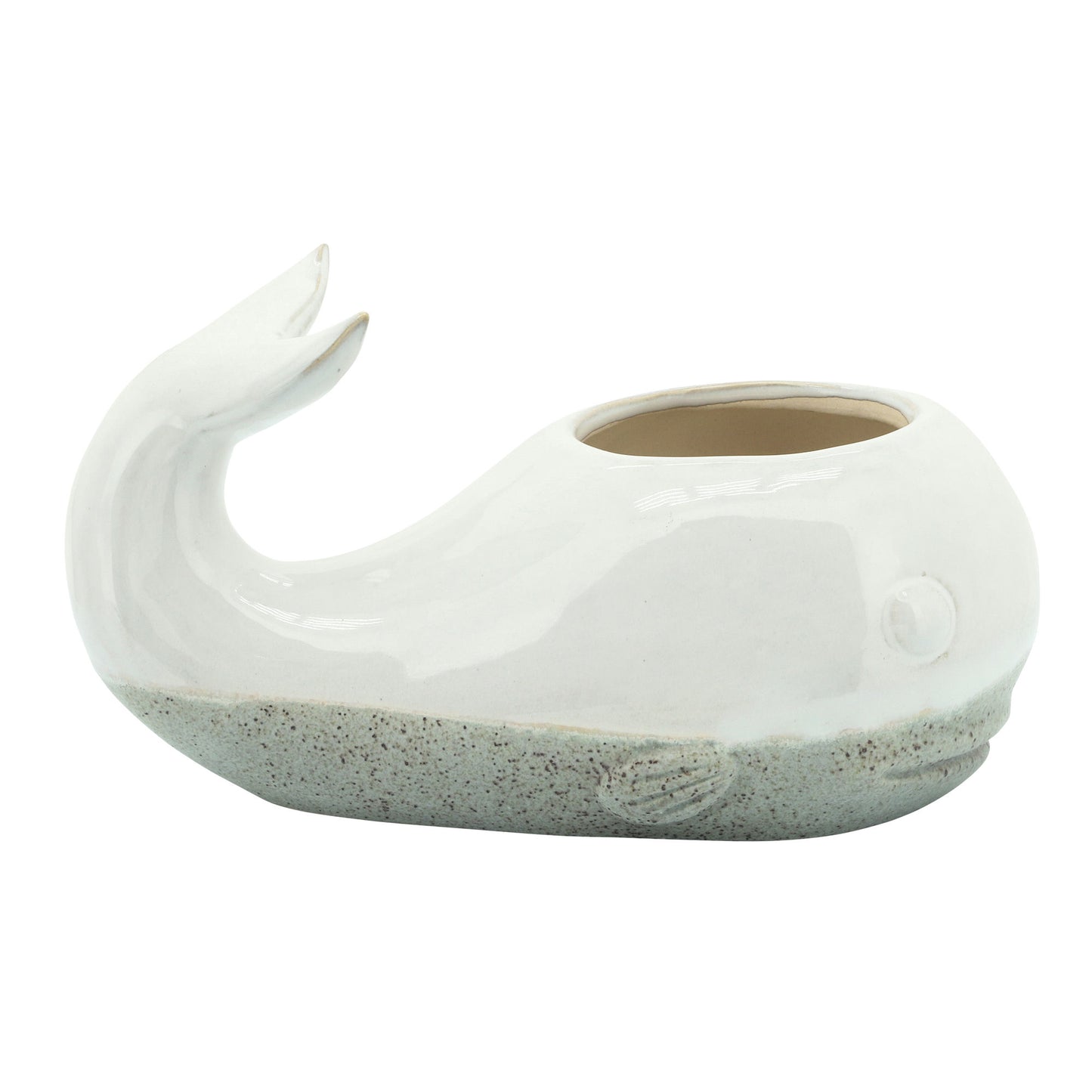 Ceramic 5" Whale Planter, Beige