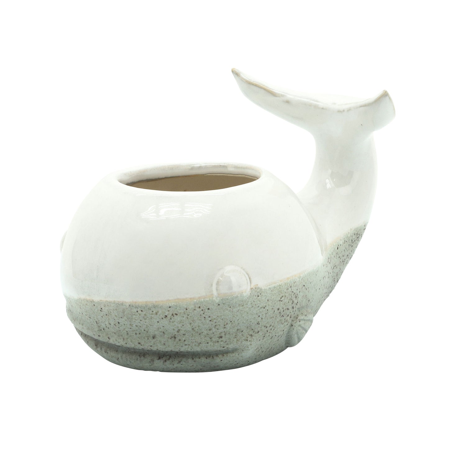 Ceramic 5" Whale Planter, Beige