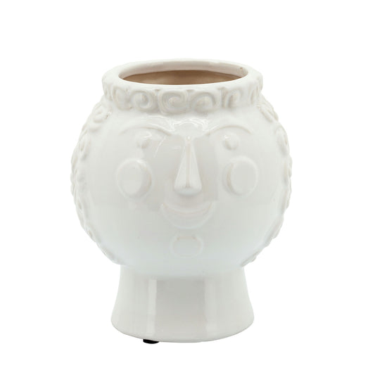 6" Grandma Face Planter, White