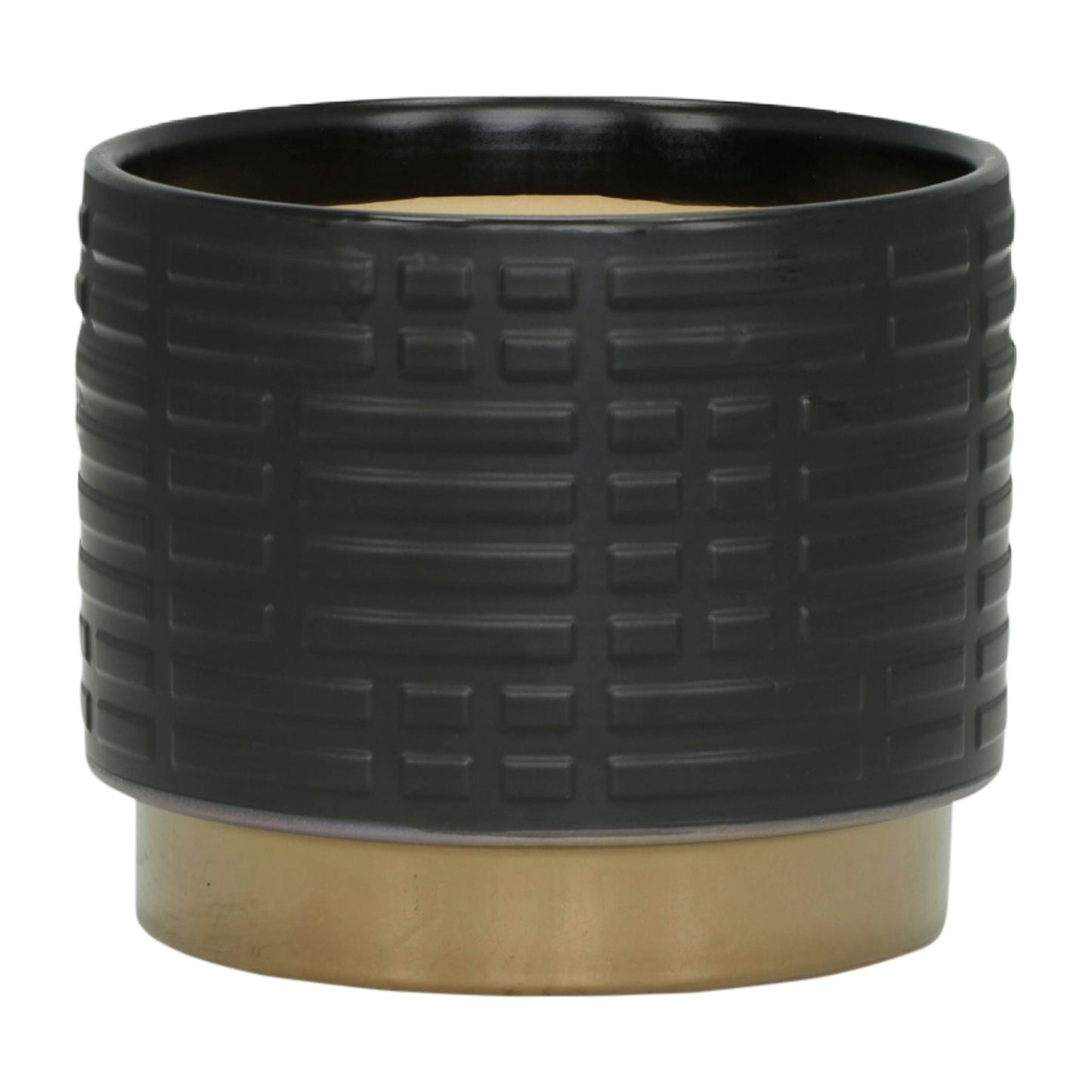 S/2 Maze Metallic Planters 6/8", Black