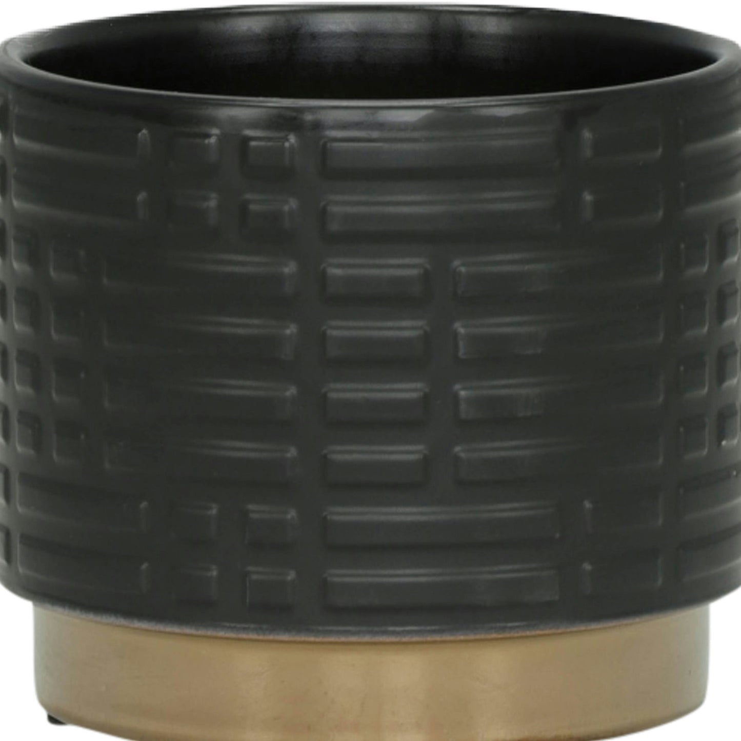 S/2 Maze Metallic Planters 6/8", Black