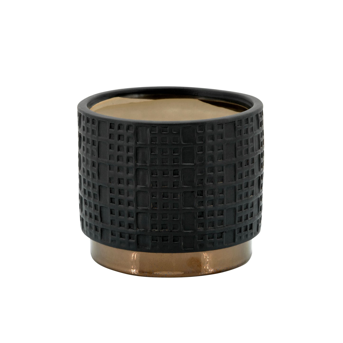 S/2 Mesh Metallic Planters 6/8", Black