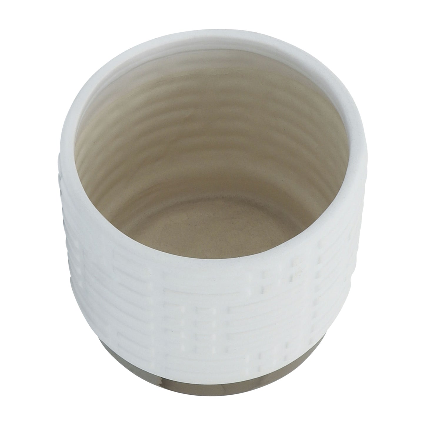 S/2 Maze Metallic Planters 6/8", White