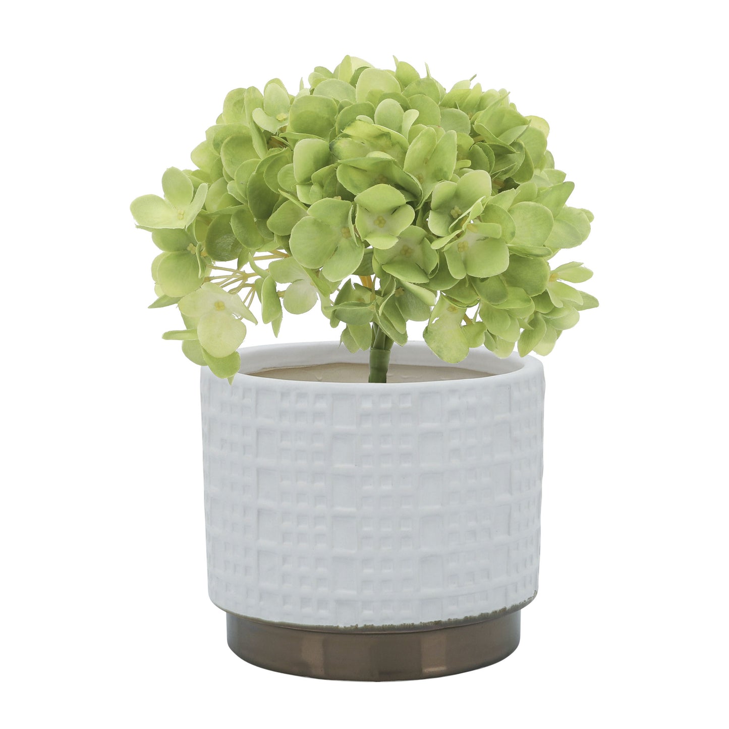 S/2 Mesh Metallic Planters 6/8", White