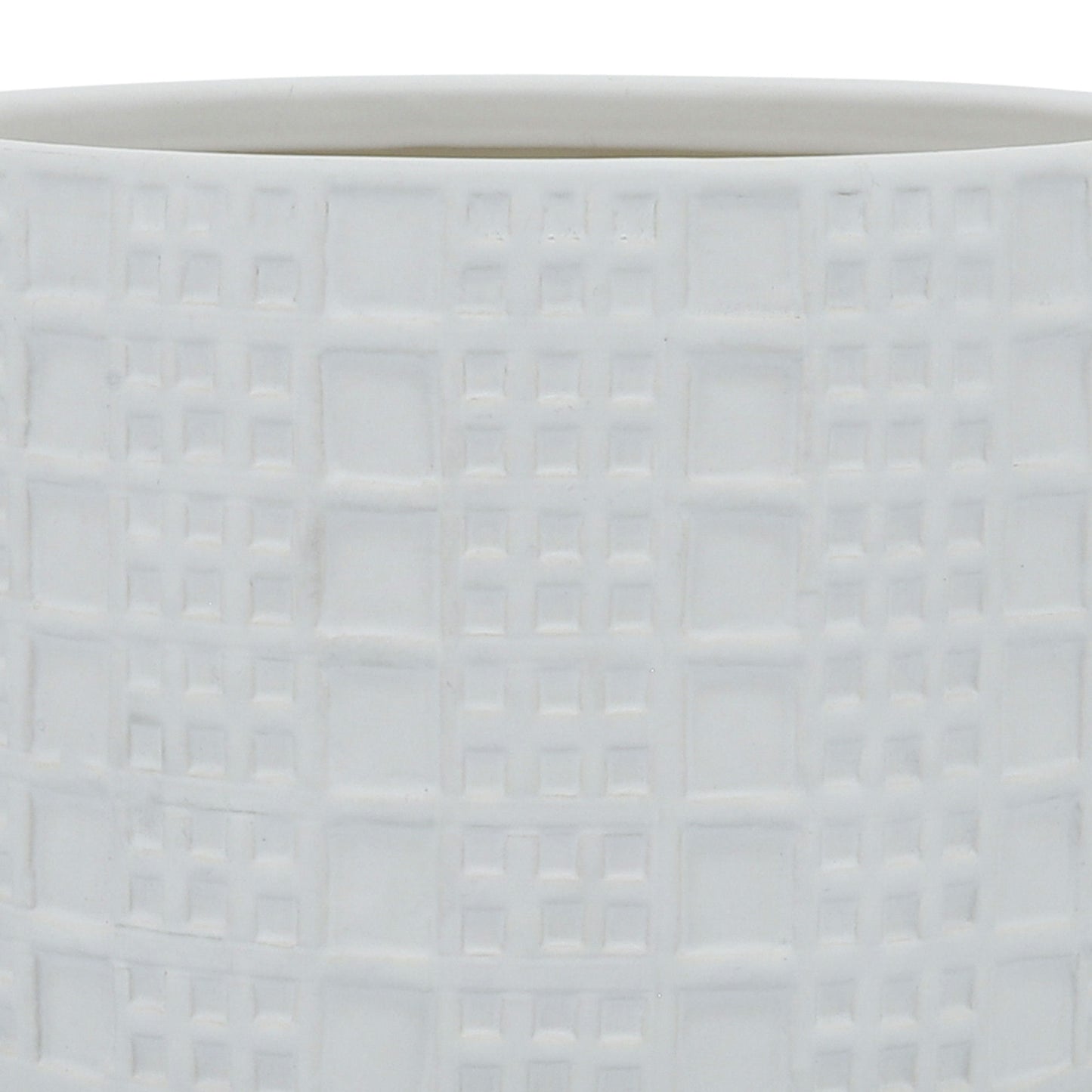 S/2 Mesh Metallic Planters 6/8", White