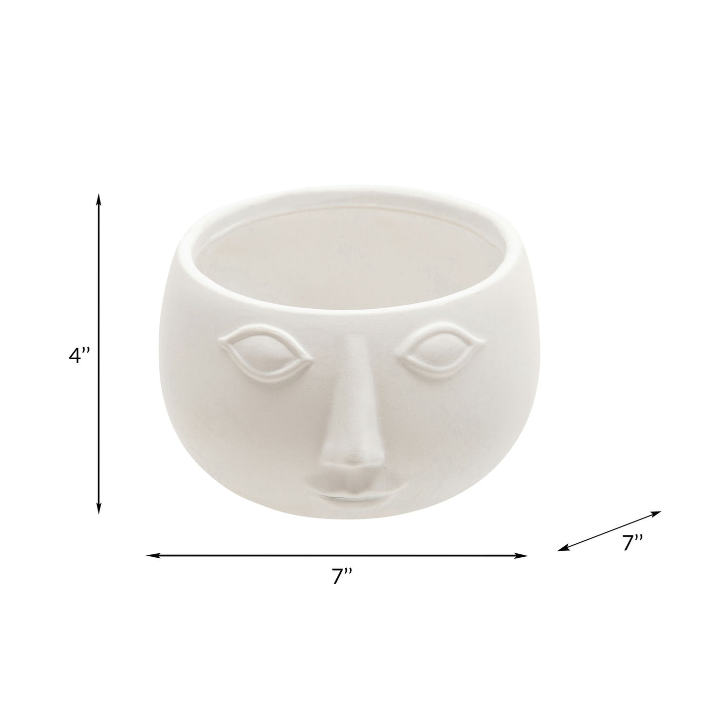 Ceramic 7" Face Planter, Matte White