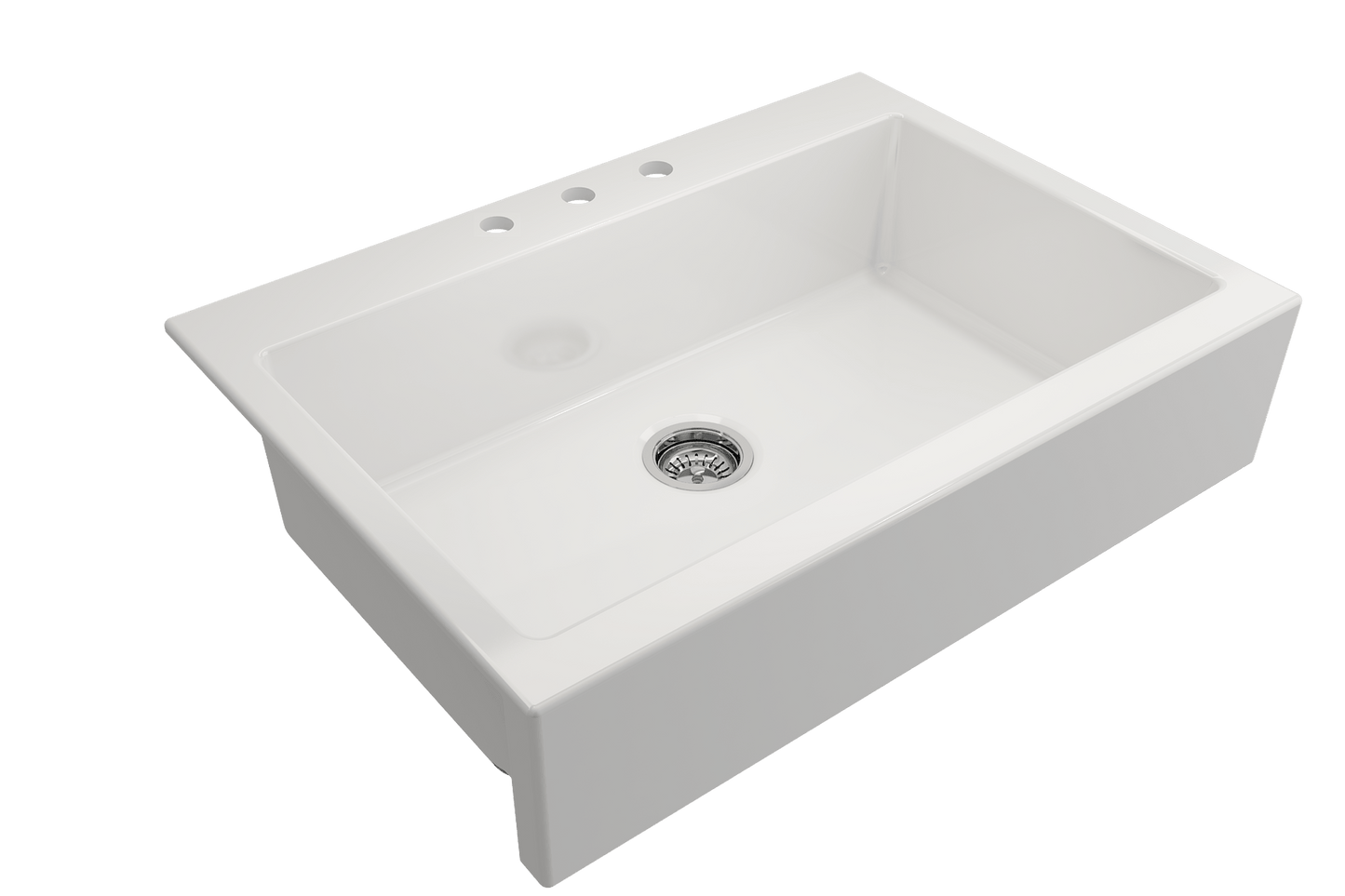 Nuova Apron Front Drop-In Fireclay 34" Single Bowl Kitchen Sink in White