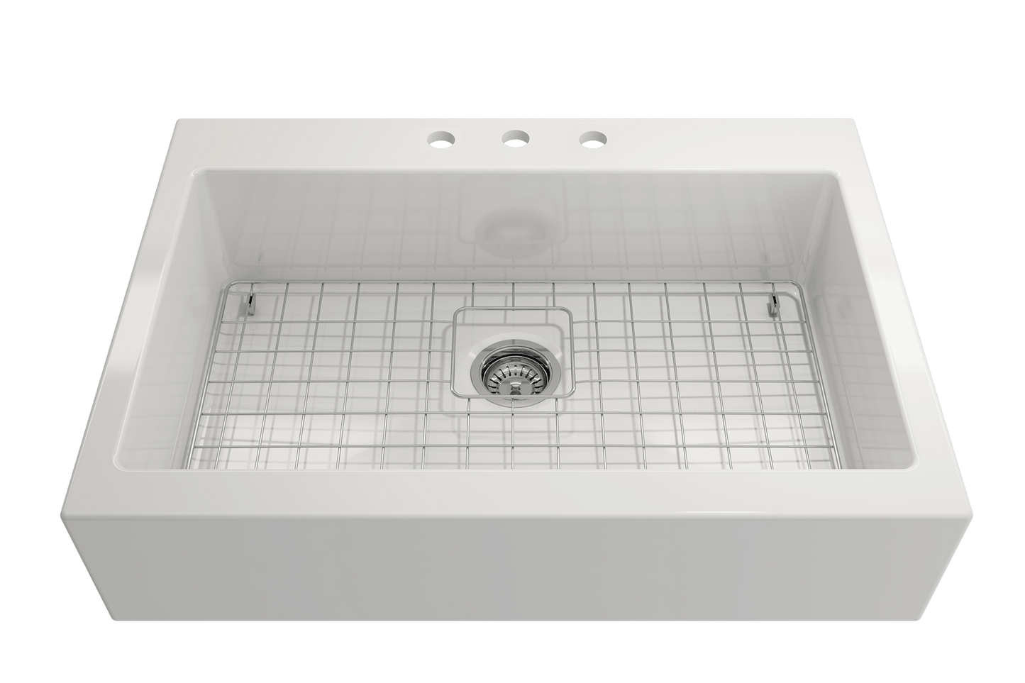 Nuova Apron Front Drop-In Fireclay 34" Single Bowl Kitchen Sink in White