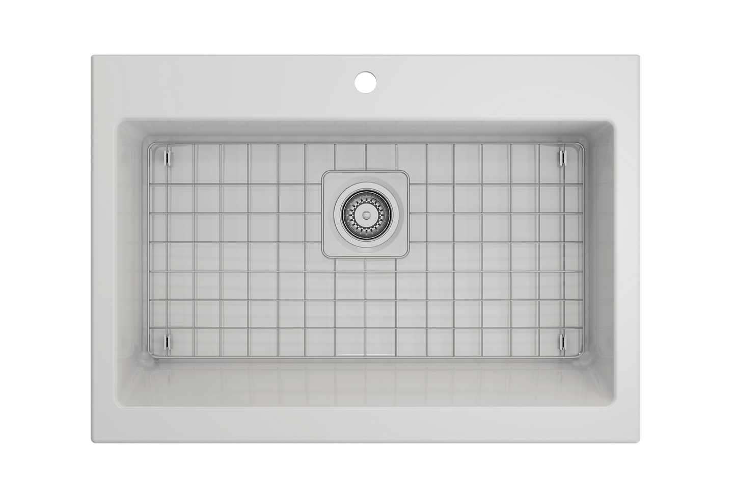 Nuova Apron Front Drop-In Fireclay 34" Single Bowl Kitchen Sink in White