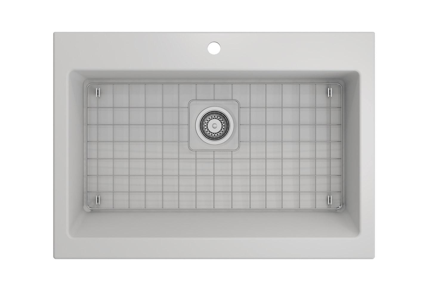 Nuova Apron Front Drop-In Fireclay 34" Single Bowl Kitchen Sink in Matte White