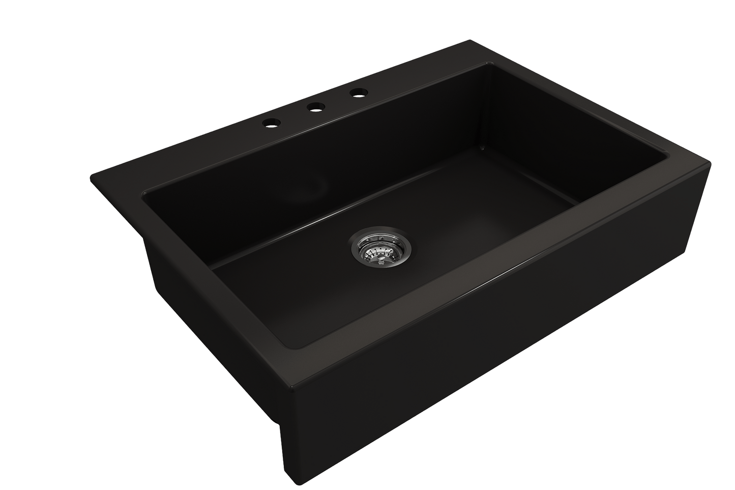 Nuova Apron Front Drop-In Fireclay 34" Single Bowl Kitchen Sink in Matte Black