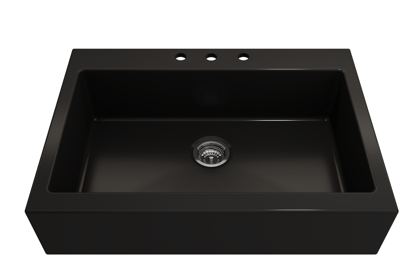 Nuova Apron Front Drop-In Fireclay 34" Single Bowl Kitchen Sink in Matte Black