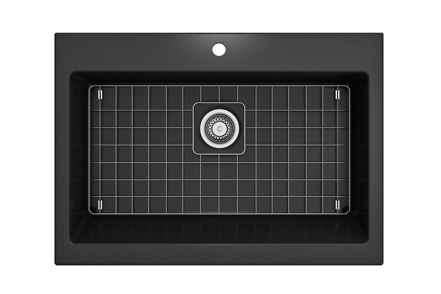 Nuova Apron Front Drop-In Fireclay 34" Single Bowl Kitchen Sink in Matte Black