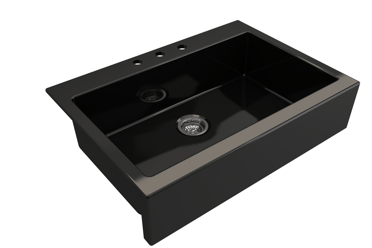 Nuova Apron Front Drop-In Fireclay 34" Single Bowl Kitchen Sink in Black