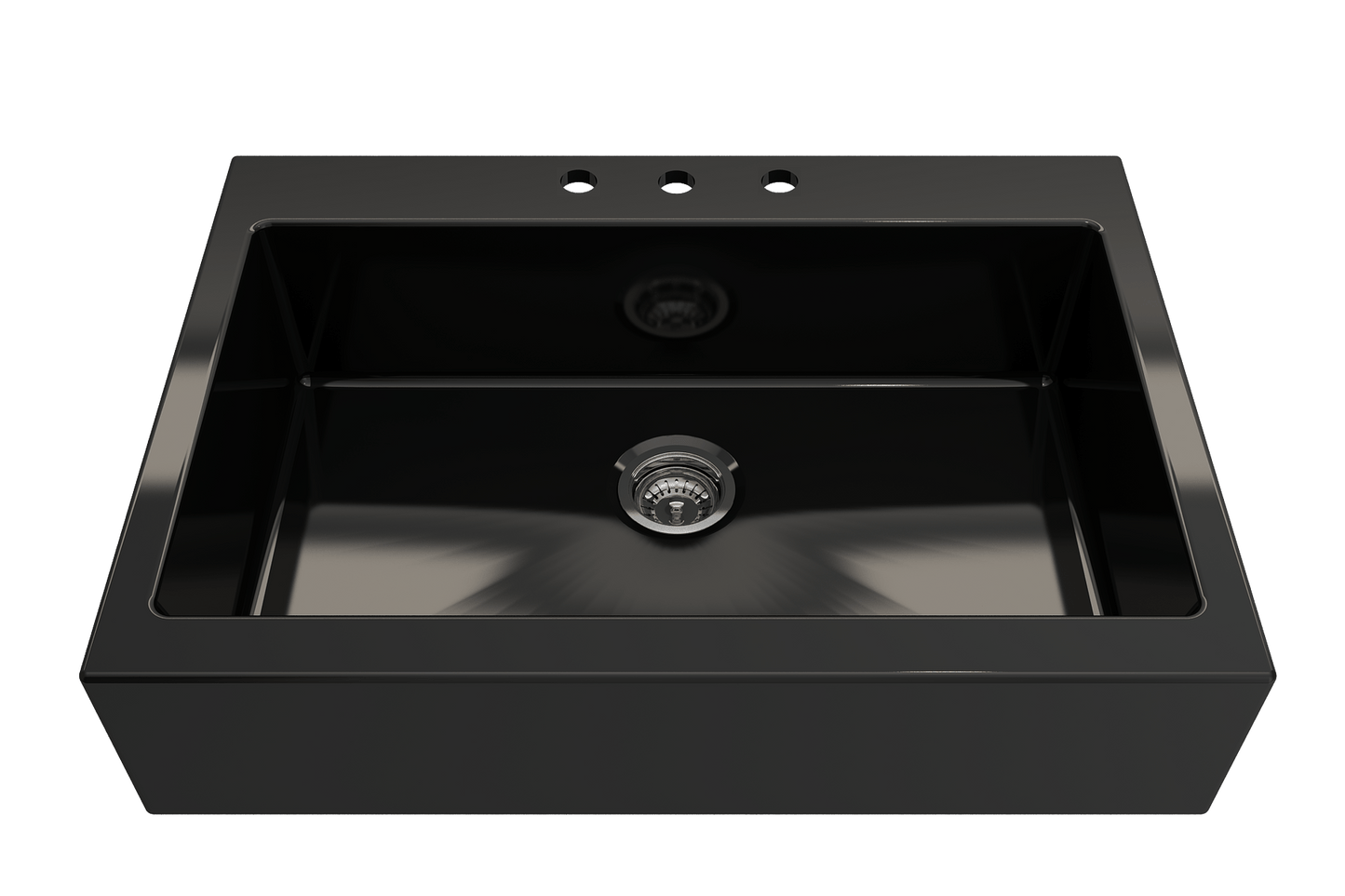 Nuova Apron Front Drop-In Fireclay 34" Single Bowl Kitchen Sink in Black