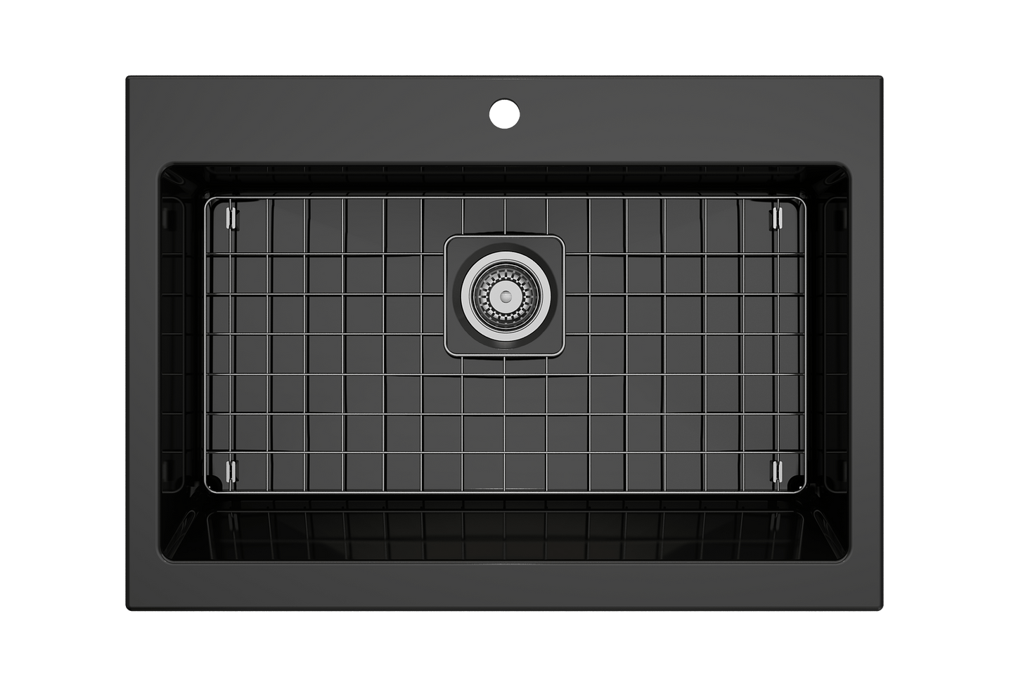 Nuova Apron Front Drop-In Fireclay 34" Single Bowl Kitchen Sink in Black