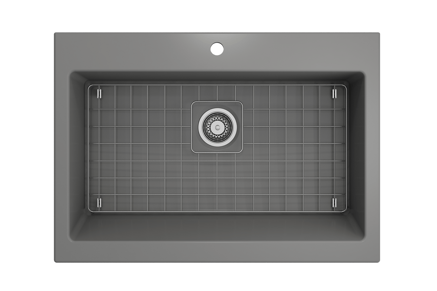 Nuova Apron Front Drop-In Fireclay 34" Single Bowl Kitchen Sink in Matte Gray