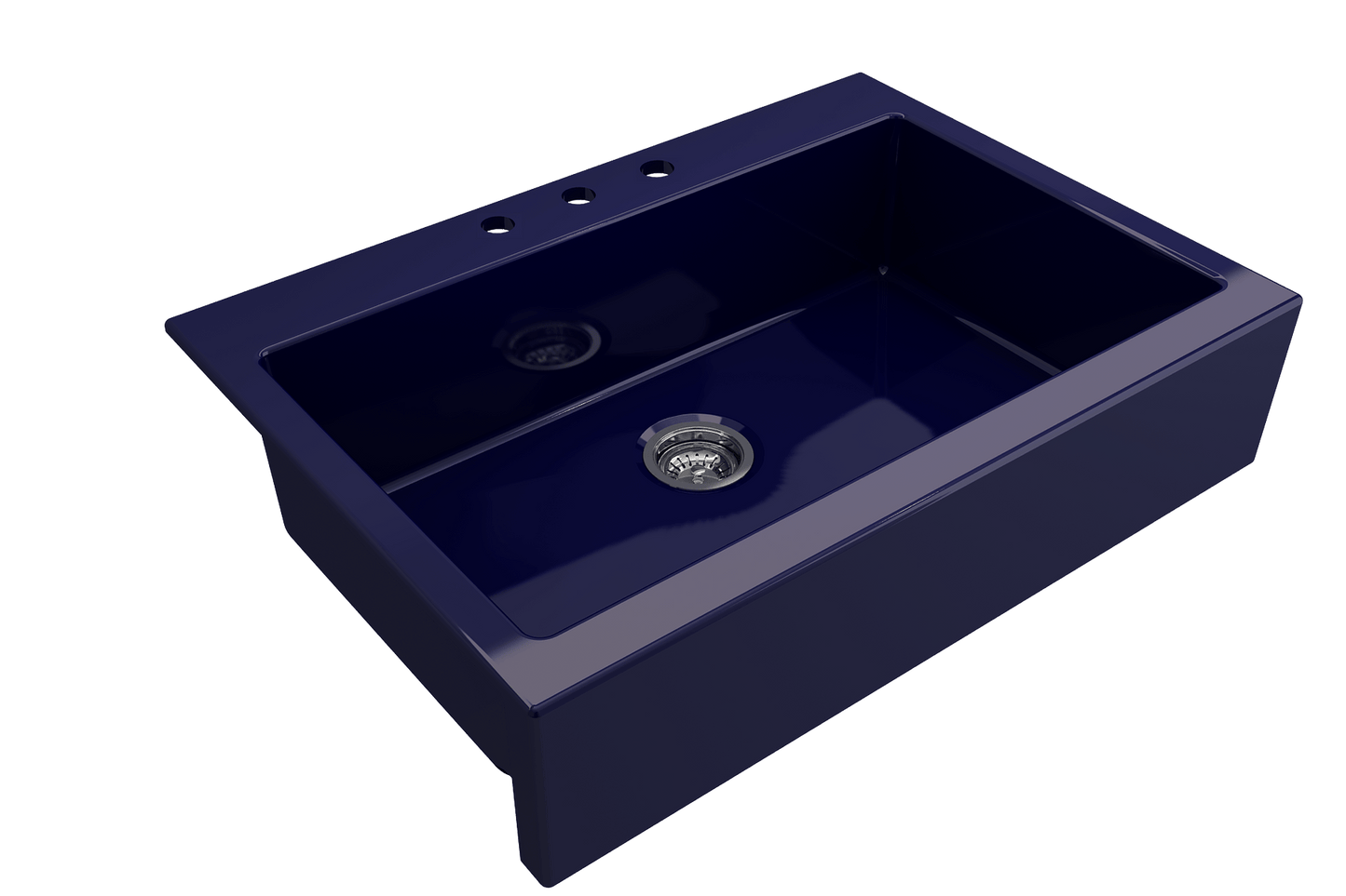 Nuova Apron Front Drop-In Fireclay 34" Single Bowl Kitchen Sink in Sapphire Blue