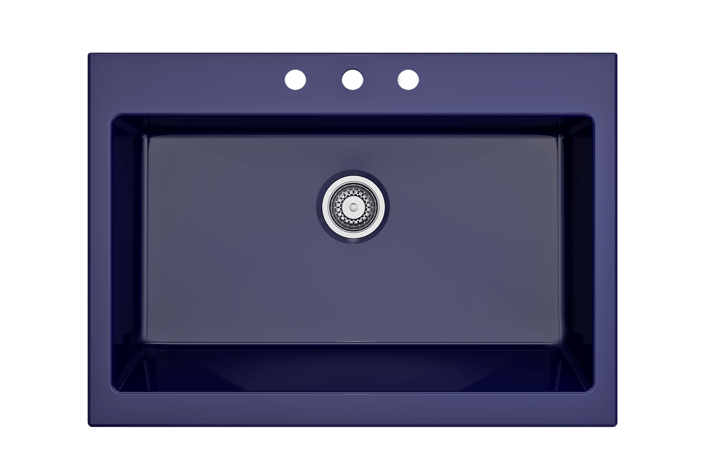 Nuova Apron Front Drop-In Fireclay 34" Single Bowl Kitchen Sink in Sapphire Blue