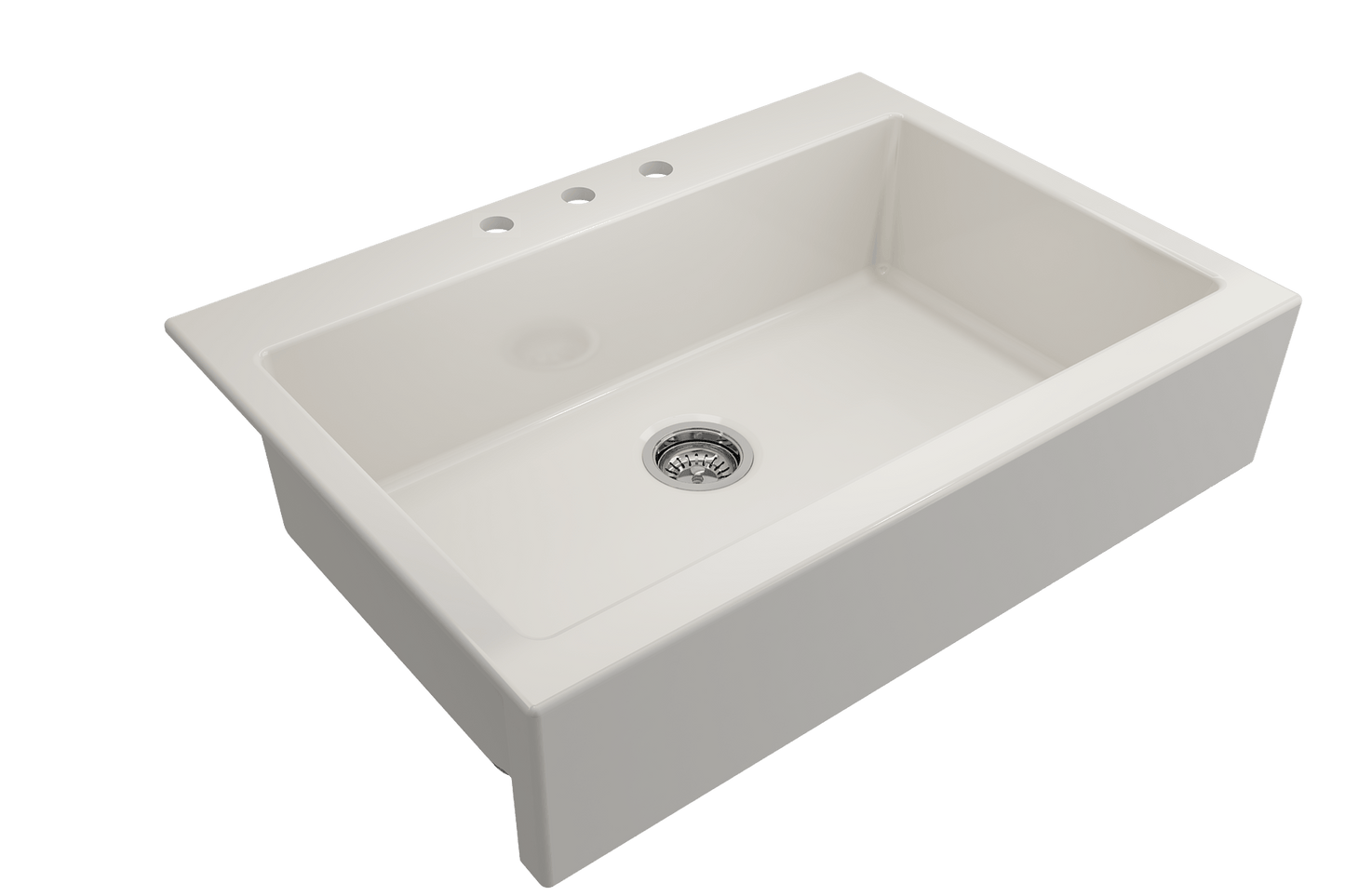 Nuova Apron Front Drop-In Fireclay 34" Single Bowl Kitchen Sink in Biscuit