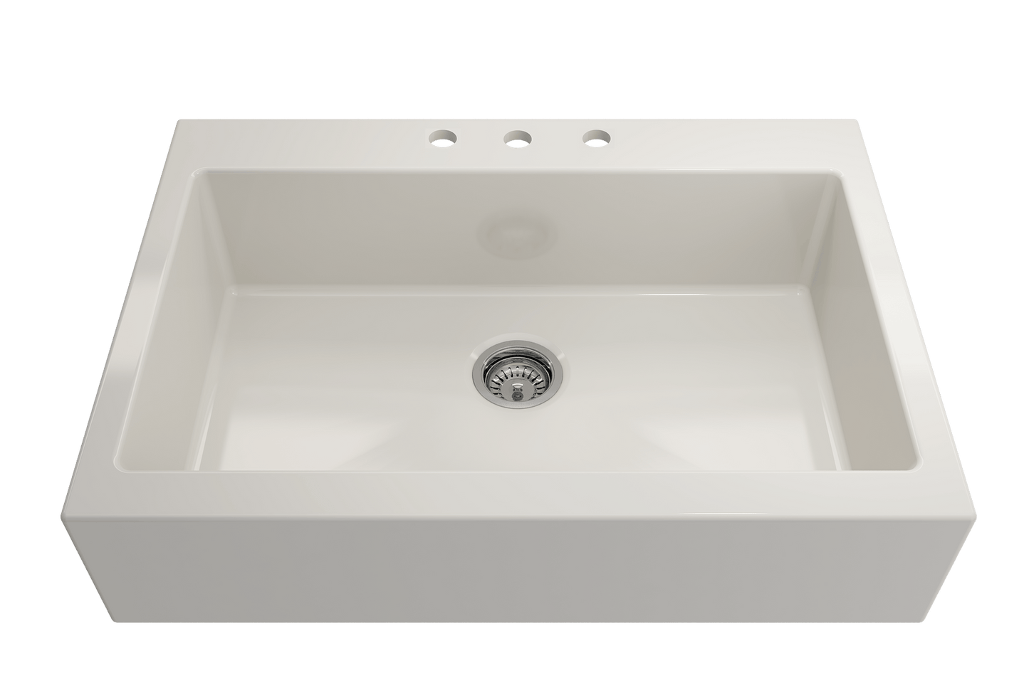 Nuova Apron Front Drop-In Fireclay 34" Single Bowl Kitchen Sink in Biscuit