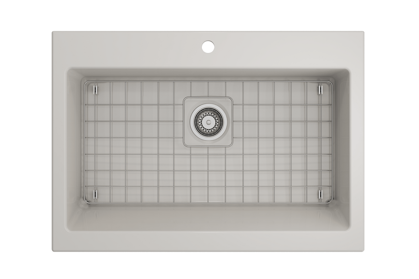 Nuova Apron Front Drop-In Fireclay 34" Single Bowl Kitchen Sink in Biscuit