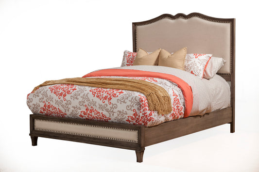 Charleston Queen Panel Bed With Upholstered Head & Footboard, Antique Grey