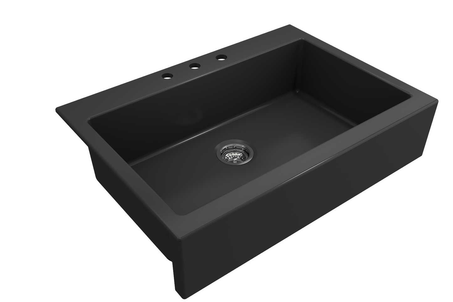 Nuova Apron Front Drop-In Fireclay 34" Single Bowl Kitchen Sink Matte Dark Gray