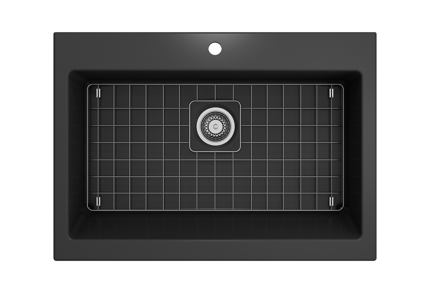 Nuova Apron Front Drop-In Fireclay 34" Single Bowl Kitchen Sink Matte Dark Gray